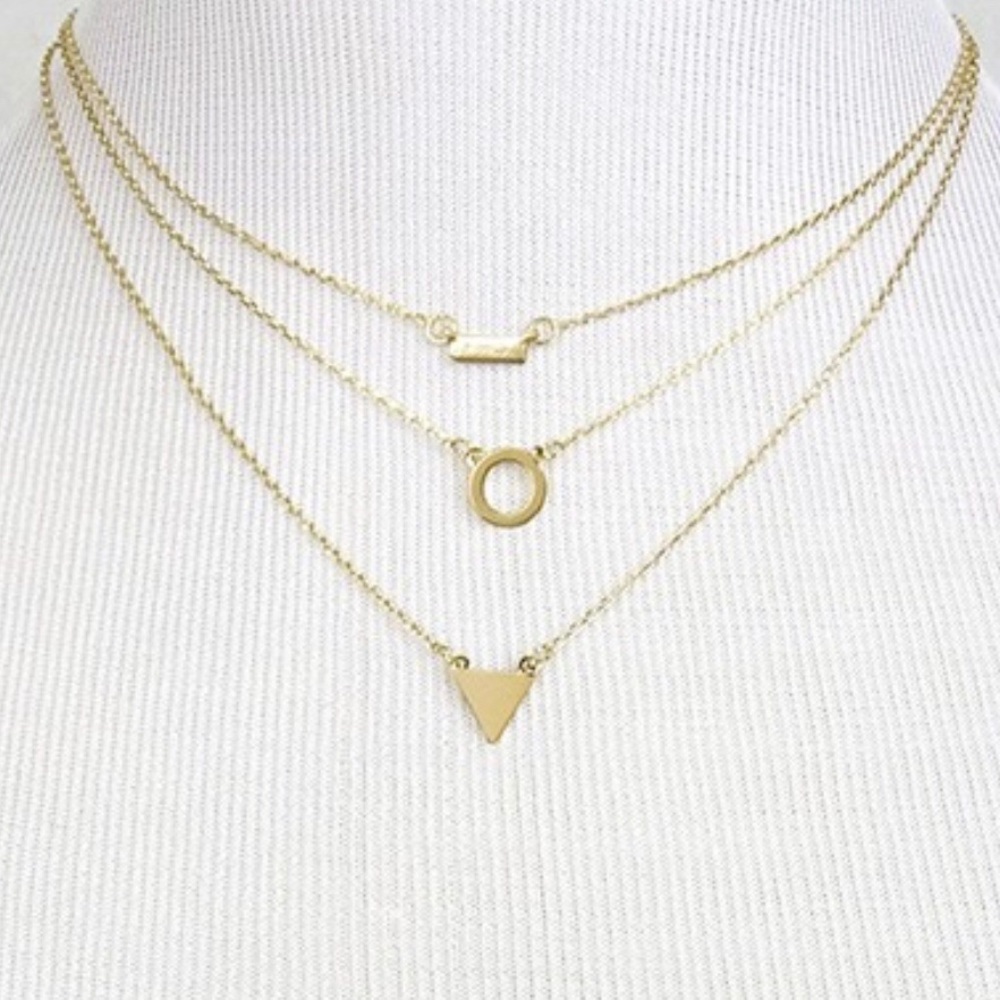 ❗️BOGO FREE Gold Multi Layer Geo Shape Necklace - Picture 2 of 3